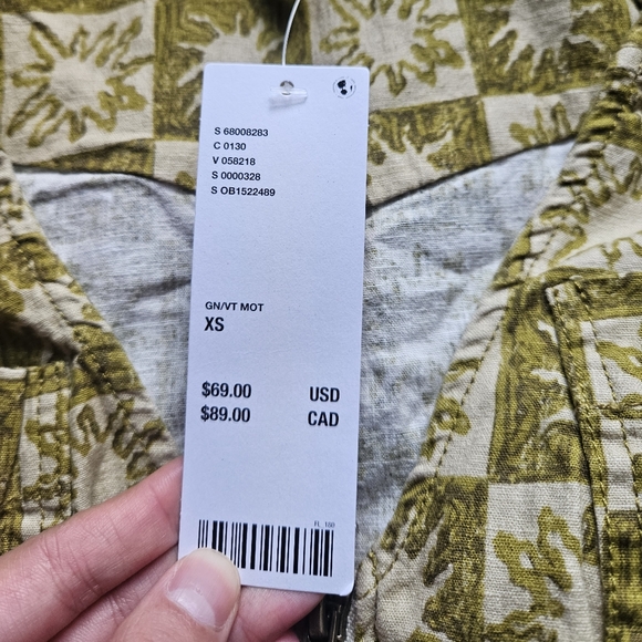 URBAN OUTFITTERS Freya Linen Collared Mini Dress Green Sun XS UO NWT - Picture 4 of 11